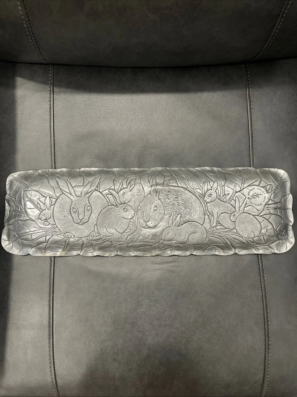 Arthur Court Silver Bunny Rabbit Leaf Relief Tray